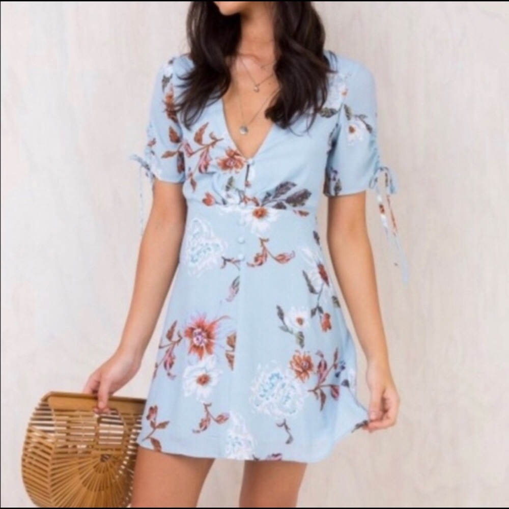 Princess Polly Blue Floral Dress size L